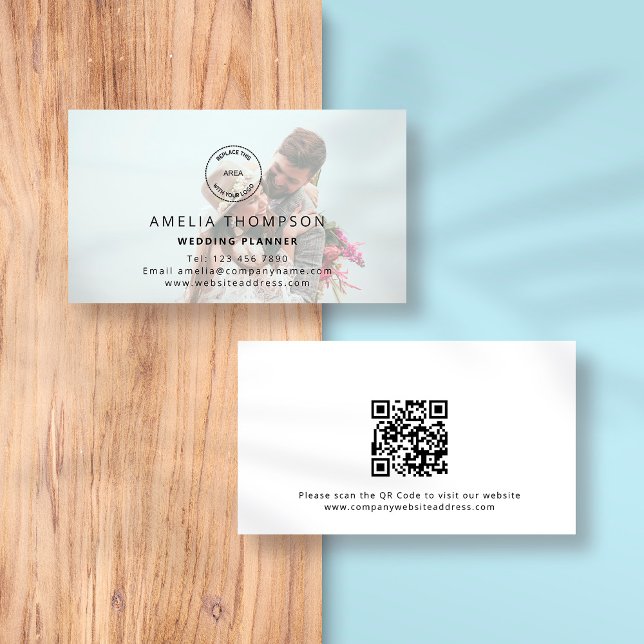 Custom Logo QR Code Photo Wedding Planner Business Card (Creator Uploaded)