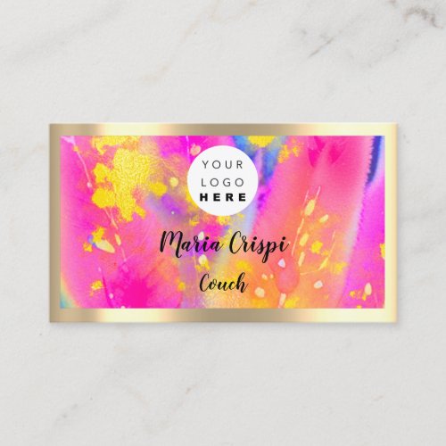 Custom Logo QR Code Pink Gold Social Media Business Card