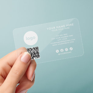 Custom Logo QR Code Professional Transparent White Clear Business Cards