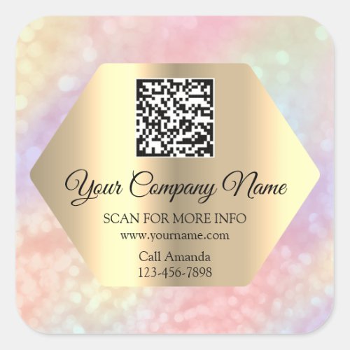 Custom Logo QR Code Promotional Gold Holograph Square Sticker