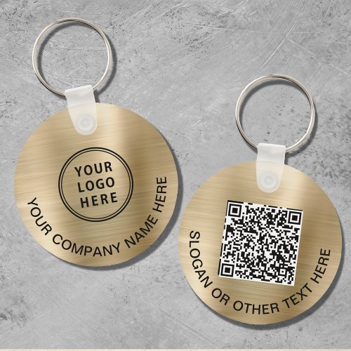 Custom Logo QR Code Promotional Gold Keychain