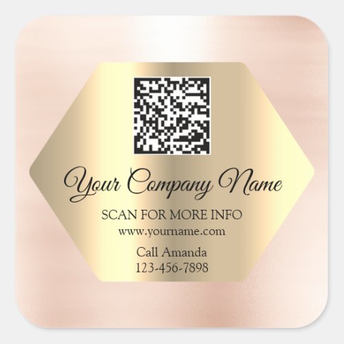 Custom Logo QR Code Promotional Gold Online Shop Square Sticker