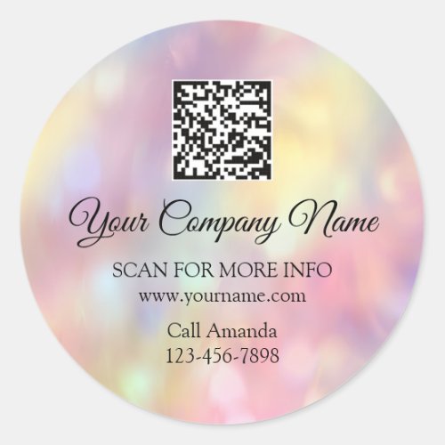 Custom Logo QR Code Promotional Holograph Rose Classic Round Sticker