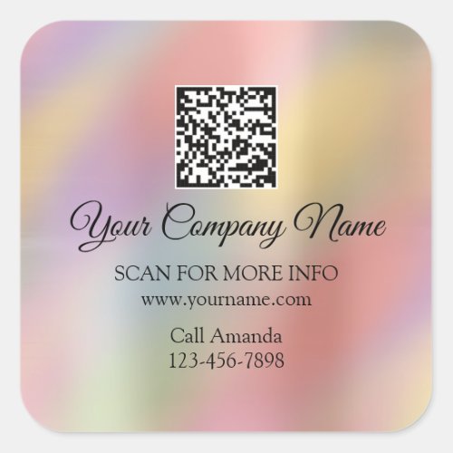 Custom Logo QR Code Promotional Holographic Modern Square Sticker