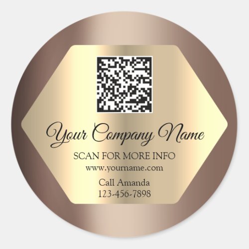 Custom Logo QR Code Promotional Insert Card Gold   Classic Round Sticker