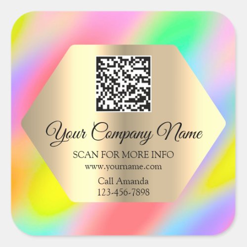 Custom Logo QR Code Promotional Ombre Holograph Square Sticker