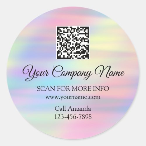 Custom Logo QR Code Promotional Pastel Sunset Classic Round Sticker