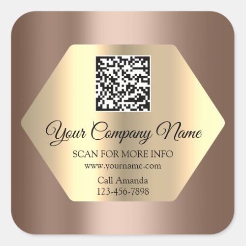 Custom Logo QR Code Promotional Rose Brown Square Sticker