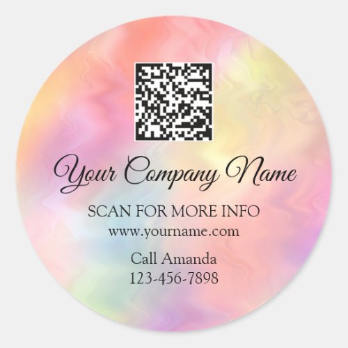 Custom Logo QR Code Promotional Rose Holograph  Classic Round Sticker