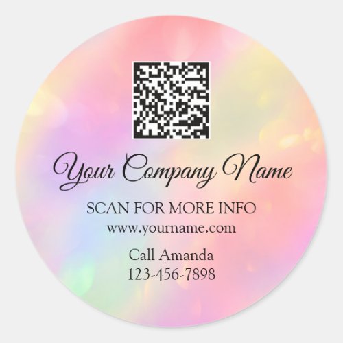 Custom Logo QR Code Promotional Rose Holograph Classic Round Sticker