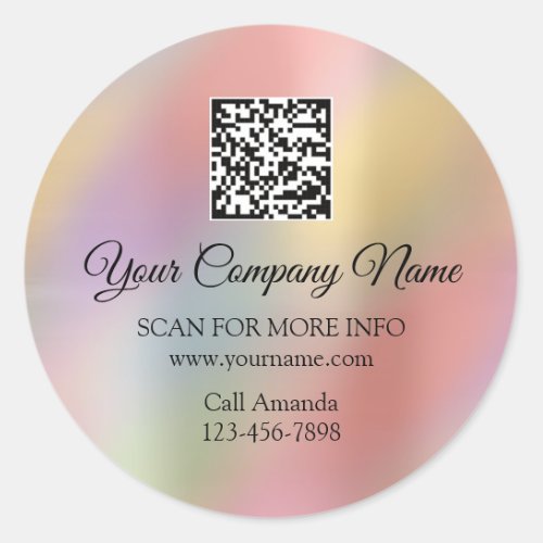 Custom Logo QR Code Promotional Rose Holograph Classic Round Sticker