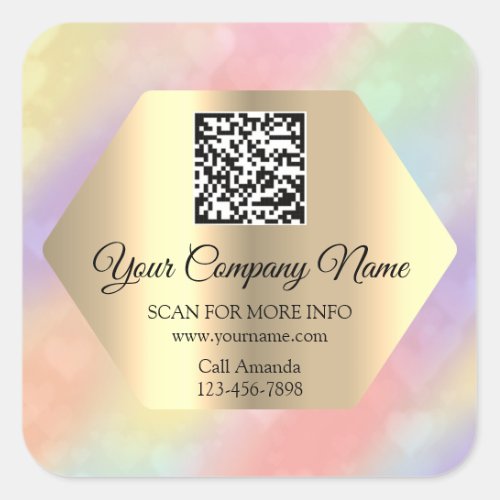 Custom Logo QR Code Promotional Rose Holographic  Square Sticker