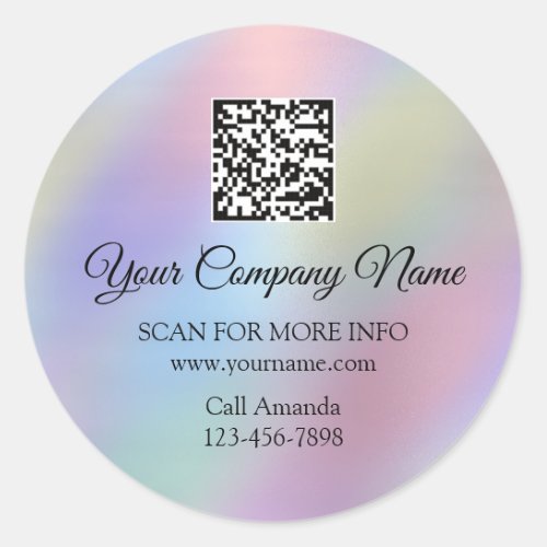 Custom Logo QR Code Promotional Rose Ombre Blue Classic Round Sticker