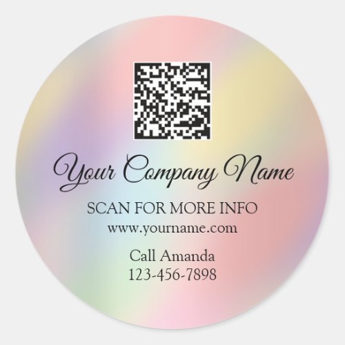 Custom Logo QR Code Promotional Rose Ombre Pastel Classic Round Sticker