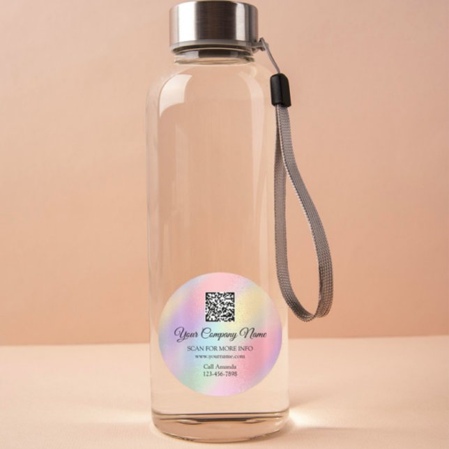 Custom Logo QR Code Promotional Rose Ombre Pink Classic Round Sticker (Custom Logo QR Code Promotional Rose Ombre Pink Classic Round Sticker)