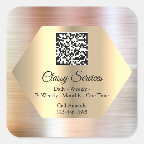 Custom Logo QR Code Promotional Scan It Rose Gold Square Sticker