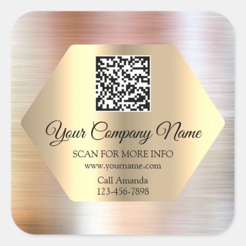 Custom Logo QR Code Promotional Scan It WWW Rose  Square Sticker