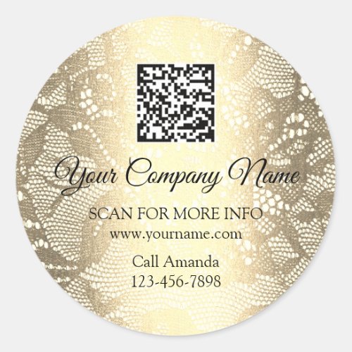 Custom Logo QR Code Promotional Shop Floral Lace Classic Round Sticker