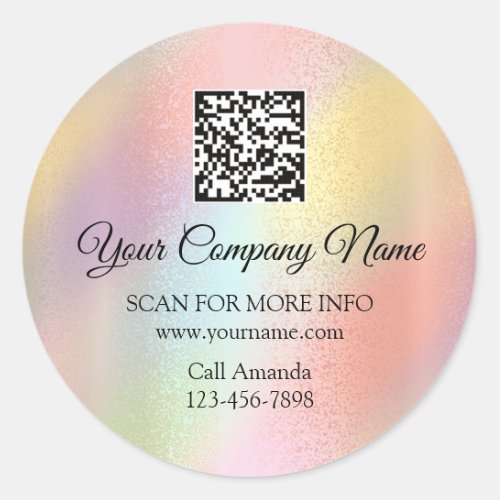 Custom Logo QR Code Promotional Shop Holograph  Classic Round Sticker