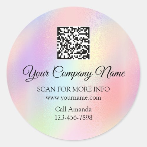 Custom Logo QR Code Promotional Shop Holographic Classic Round Sticker