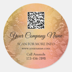 Custom Logo QR Code Promotional Shop Lace Gold Classic Round Sticker