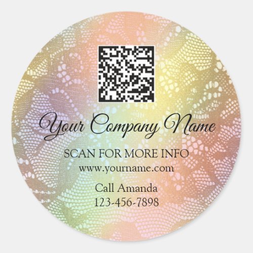 Custom Logo QR Code Promotional Shop Lace Gold Classic Round Sticker