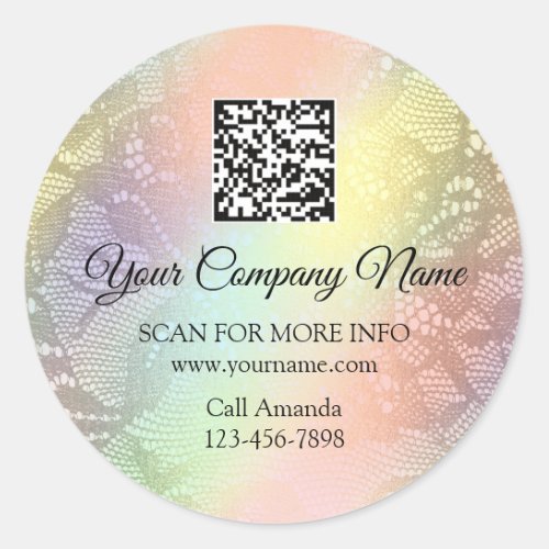 Custom Logo QR Code Promotional Shop Lace Rose Classic Round Sticker