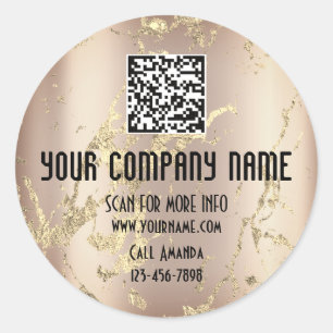 Custom Logo QR Code Promotional Shop Marble Rose Classic Round Sticker