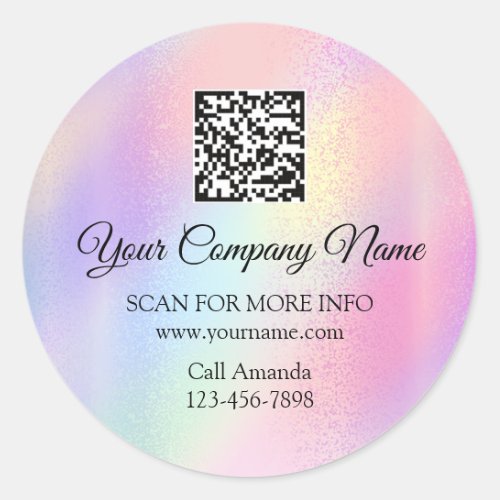 Custom Logo QR Code Promotional Shop Ombre Classic Round Sticker