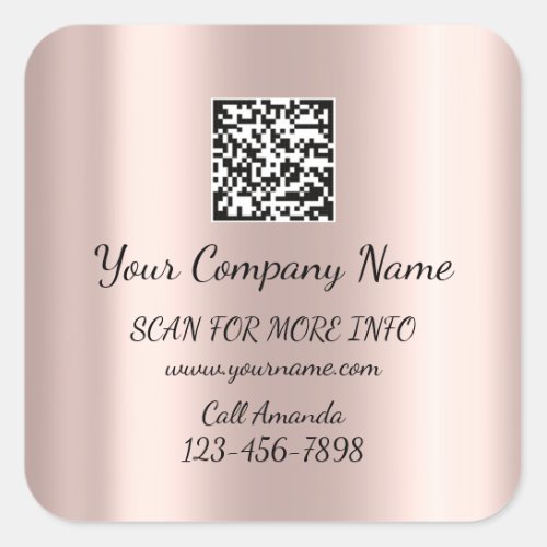 Custom Logo QR Code Promotional Shop Rose Modern Square Sticker