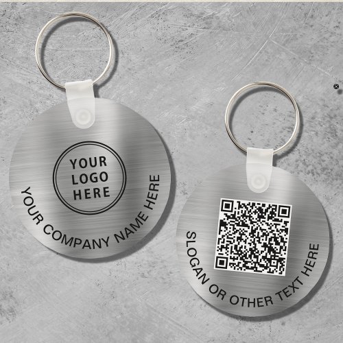 Custom Logo QR Code Promotional Silver Keychain