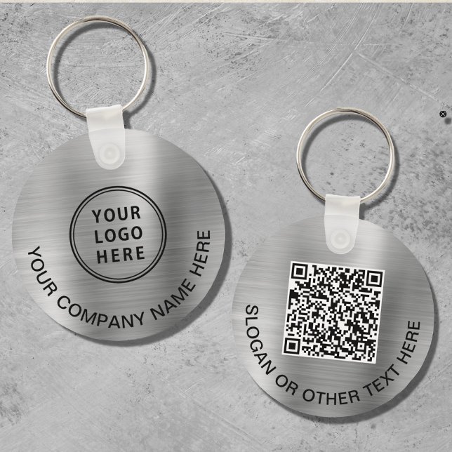 Custom Logo QR Code Promotional Silver Keychain (Creator Uploaded)