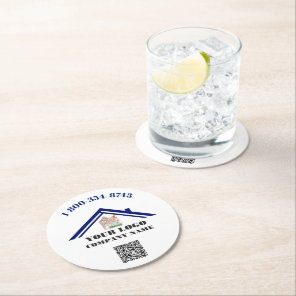 Custom Logo QR Code Pulpboard Round Paper Coaster