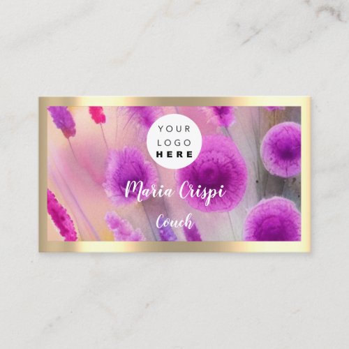 Custom Logo QR Code Purple Gold Social Media Business Card