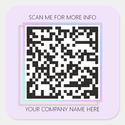 Custom Logo QR Code Scan Me For Purple Square Sticker