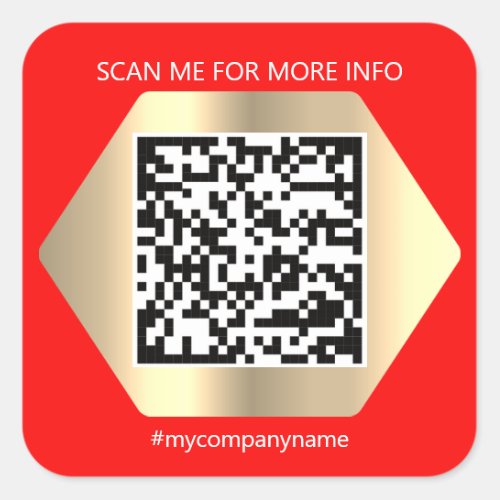 Custom Logo QR Code Scan Me Name Gold Modern Square Sticker