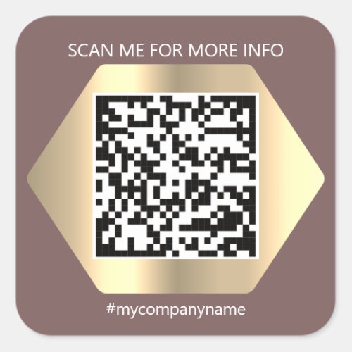 Custom Logo QR Code Scan Me Name Gold  Square Sticker
