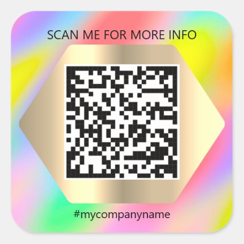 Custom Logo QR Code Scan Me Name Holograph Square Sticker