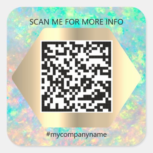 Custom Logo QR Code Scan Me Name Holographic Square Sticker
