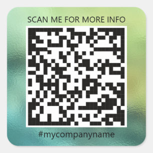 Custom Logo QR Code Scan Me Online Shop Green Square Sticker