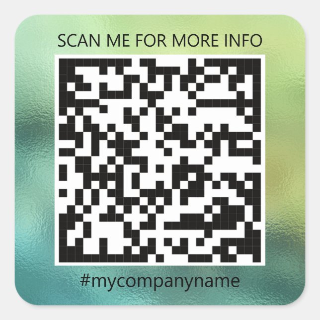 Custom Logo QR Code Scan Me Online Shop Green  Square Sticker (Front)