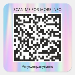 Custom Logo QR Code Scan Me Online Shop Holograph Square Sticker