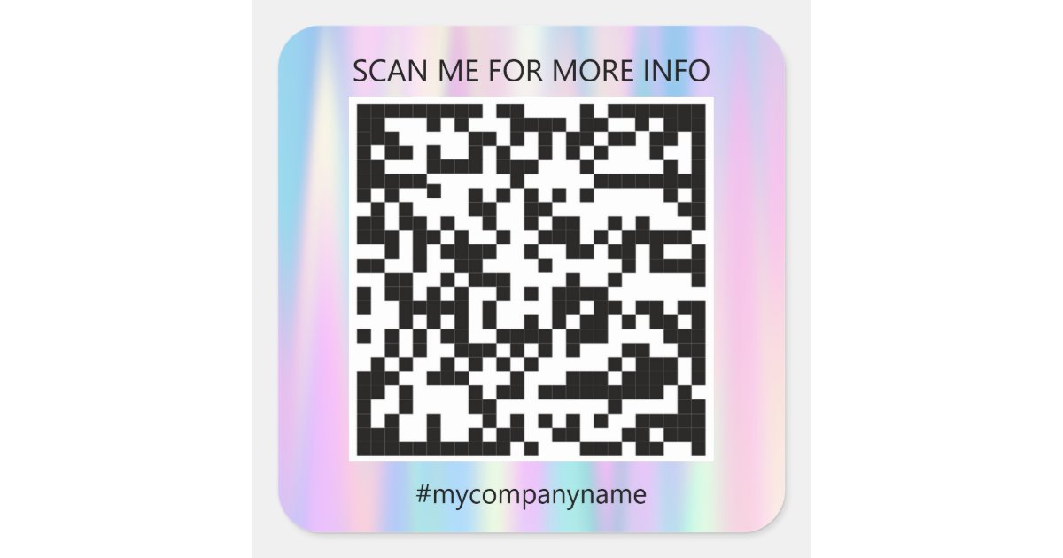 Custom Logo QR Code Scan Me Online Shop Holograph Square Sticker | Zazzle