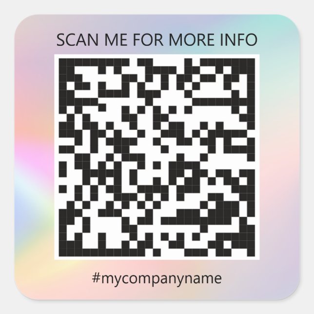 Custom Logo QR Code Scan Me Online Shop Pastel  Square Sticker (Front)