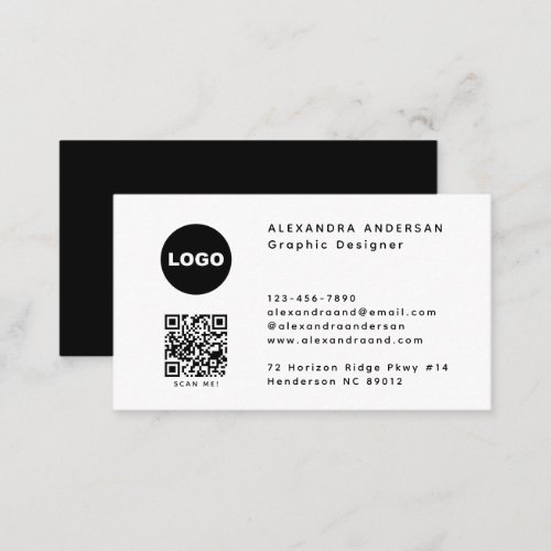 Custom Logo QR Code Simple Modern Minimalist Business Card