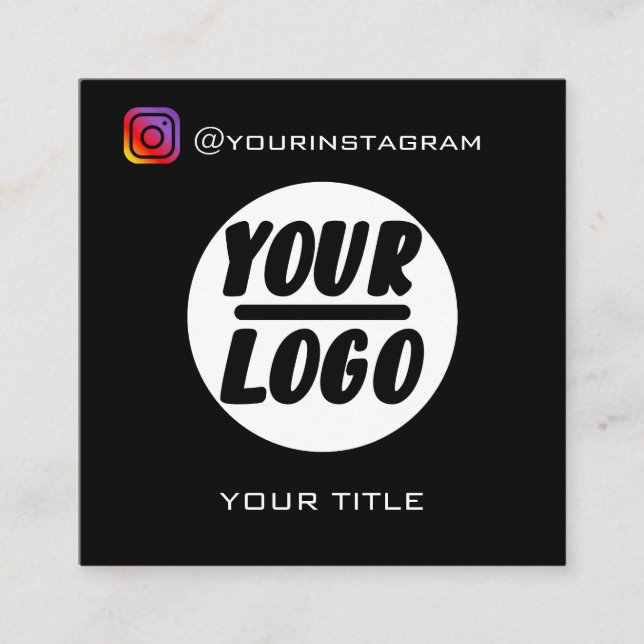 Custom logo | QR code | social media icons Elegant Square Business Card (Front)