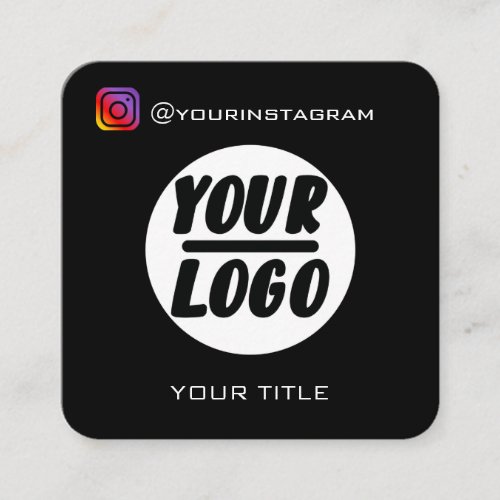 Custom logo  QR code  social media icons Elegant Square Business Card