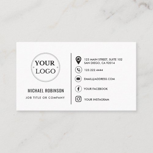 Custom Logo QR Code Social Media Icons Modern Business Card