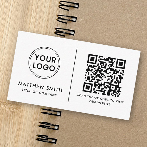 Custom logo QR code social media modern minimal Business Card