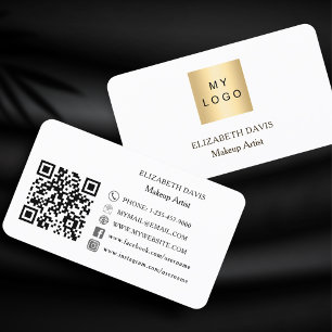 Custom logo Qr code social media white black Business Card